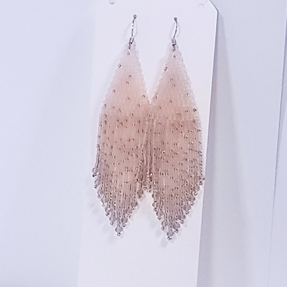 Pink Champagne Chandelier Beaded Earrings - Picture 6 of 7